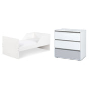 Lit bébé évolutif et commode à langer LittleSky by Klups Dalia - Blanc