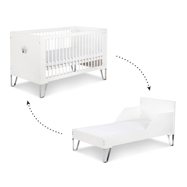 Lit bébé évolutif et Commode à langer LittleSky by Klups Blanka - Blanc - vue 2