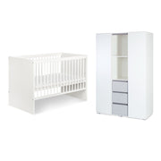 Lit bébé et armoire 3 portes LittleSky by Klups Dalia - Blanc