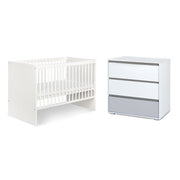 Lit bébé et commode à langer LittleSky by Klups Dalia - Blanc
