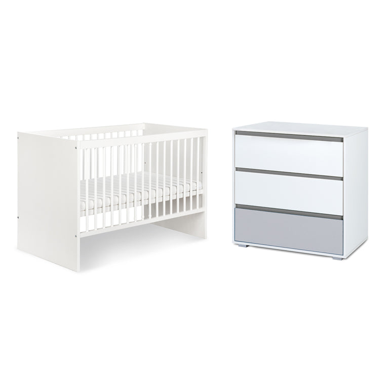 Lit bébé et commode à langer LittleSky by Klups Dalia - Blanc