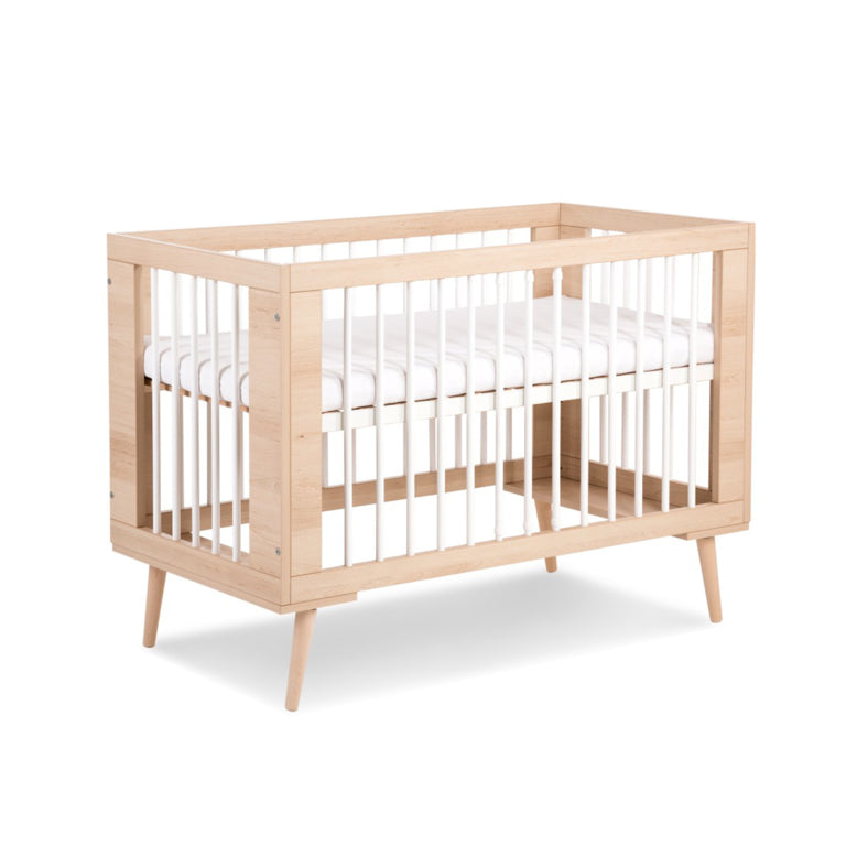 Lit bébé et Commode à langer LittleSky by Klups Sofie Hêtre et Blanc - vue 2