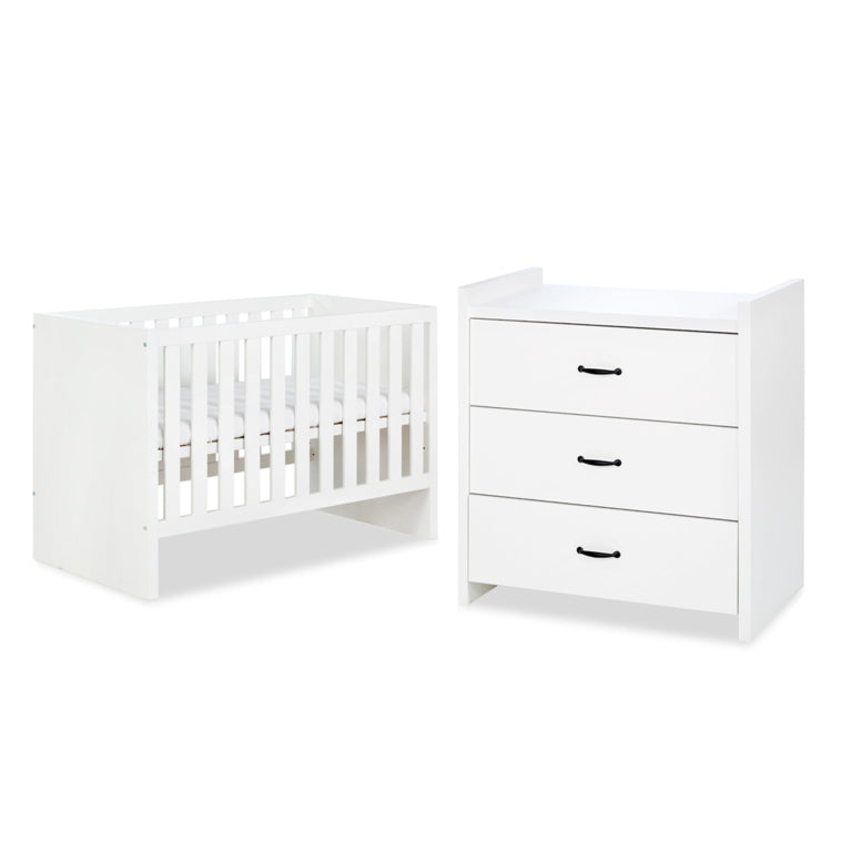 Lit bébé et Commode à langer LittleSky by Klups Amelia White Blanc