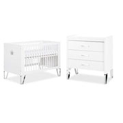 Lit bébé et Commode à langer LittleSky by Klups Blanka Blanc