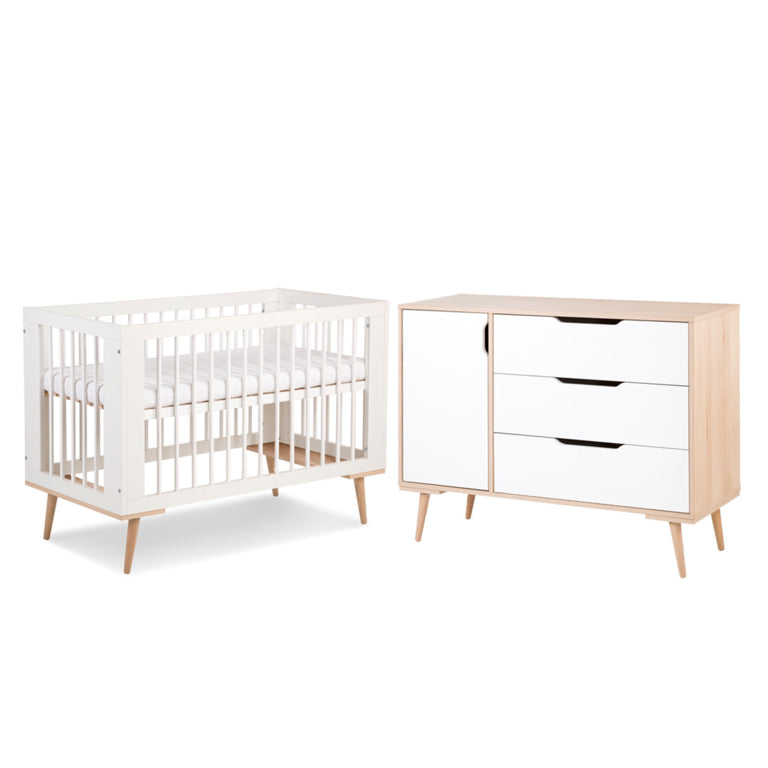 Lit bébé et Commode à langer LittleSky by Klups Sofie Blanc