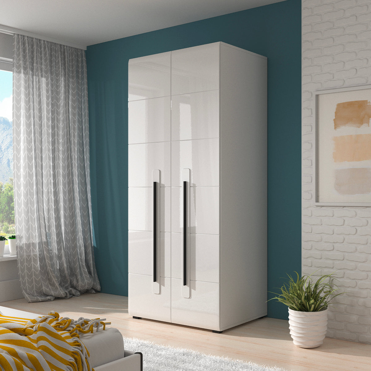 Armoire 2 portes Louis Blanc - vue 3