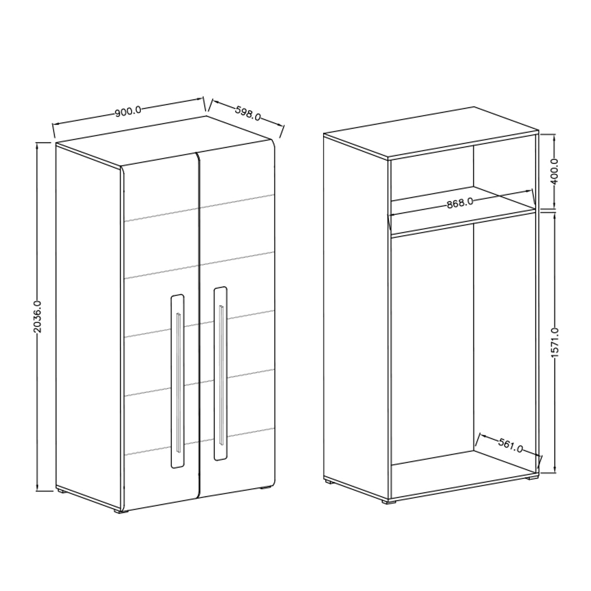 Armoire 2 portes Louis Blanc - vue 4