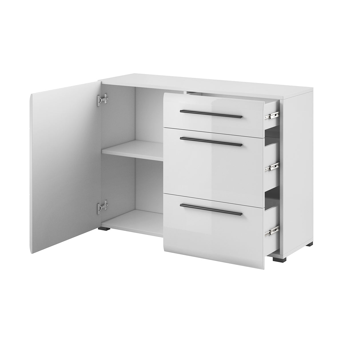 Buffet 1 porte 3 tiroirs Louis Blanc - vue 2
