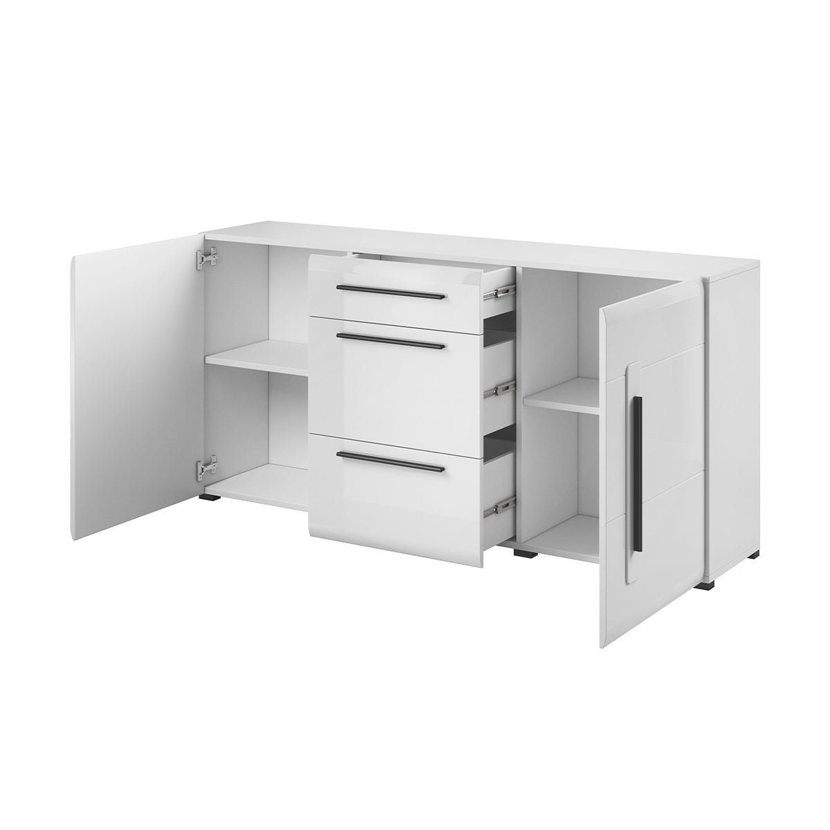 Buffet 2 portes 3 tiroirs Louis Blanc - vue 2