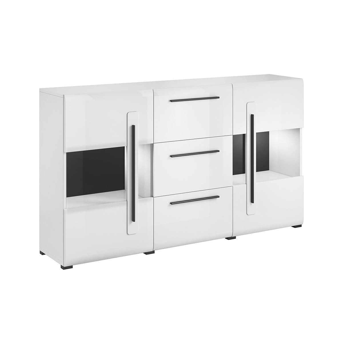 Buffet 2 portes 3 tiroirs avec LED Louis Blanc