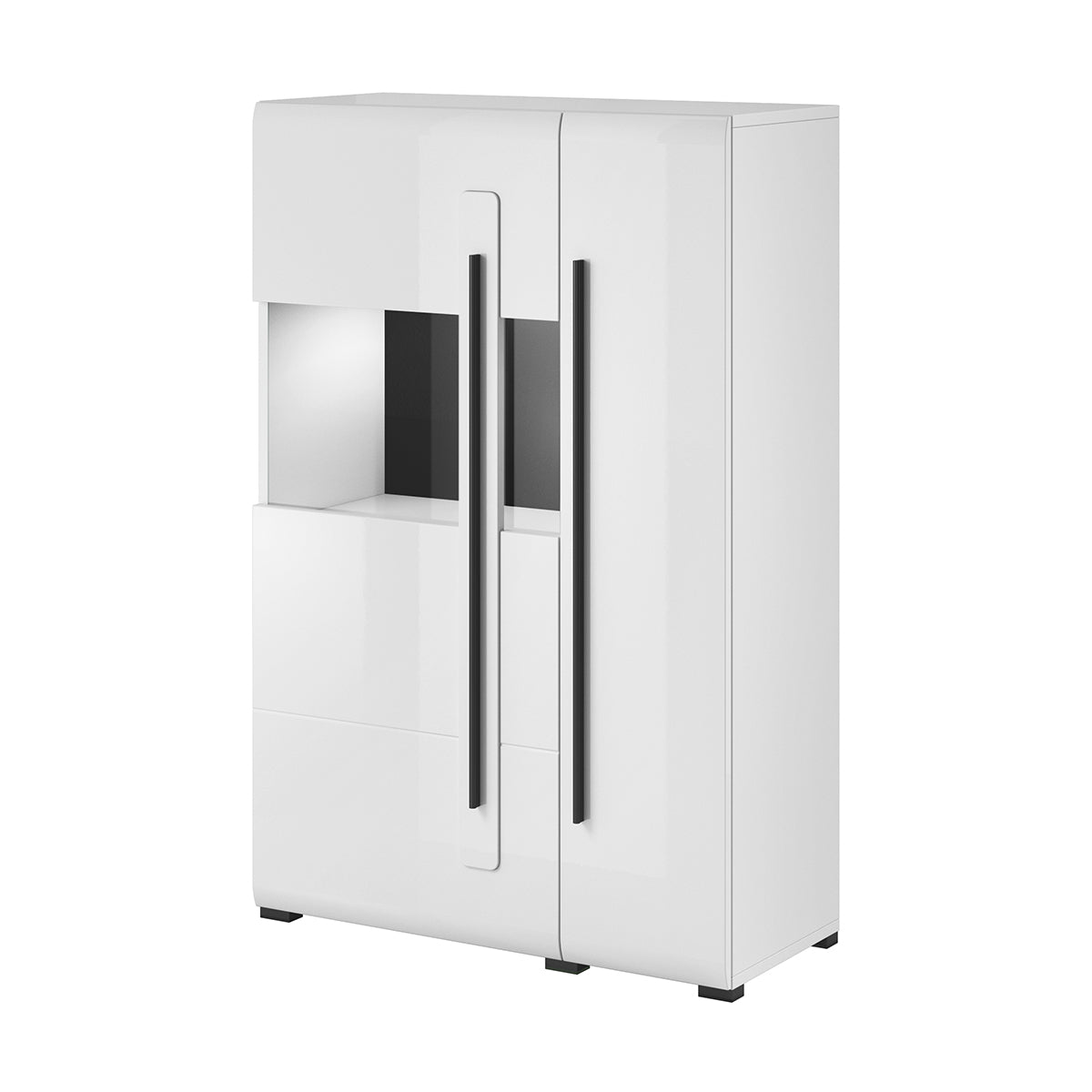 Vaisselier 2 portes avec LED Louis Blanc