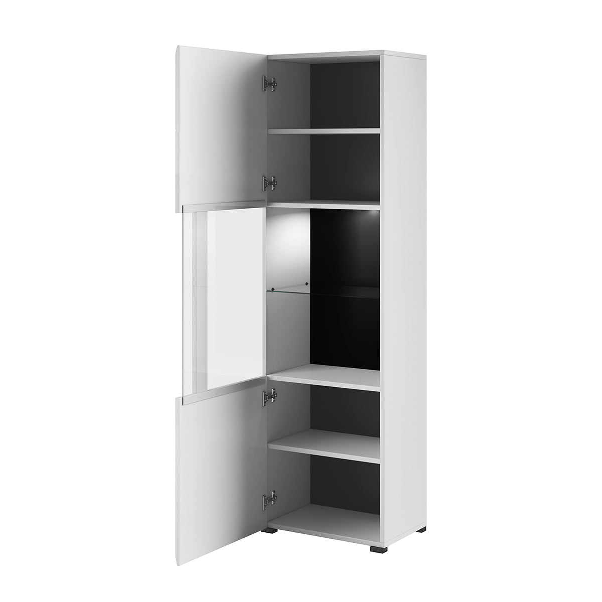 Vitrine 1 porte avec LED Louis Blanc - vue 2
