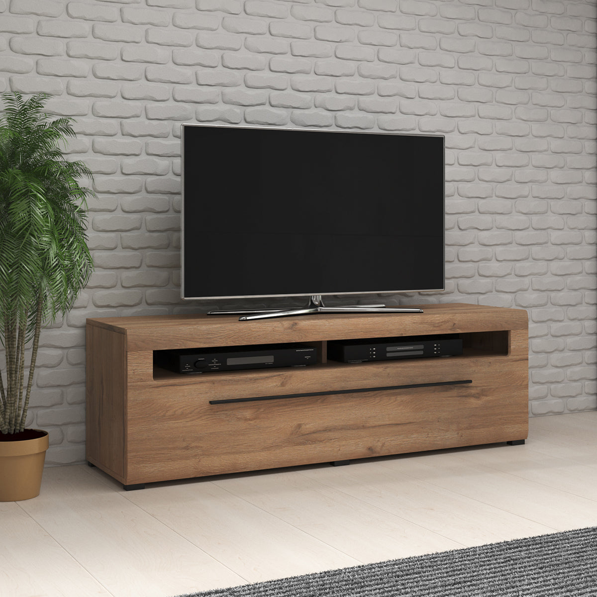 Meuble TV 1 tiroir 160 cm Louis Bois - vue 2