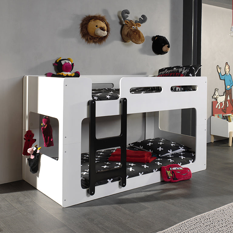 Lit Superposé 90x200 Sommier Inclus Vipack Luca - Blanc