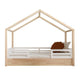 Lit cabane 90x200 barrières et sommier inclus pieds 1 cm Lucile Bois et blanc
