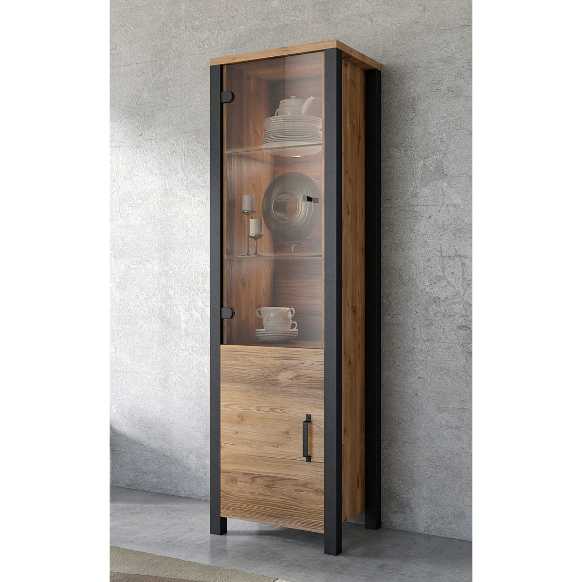 Vitrine 2 portes Lyam Bois et Noir - vue 5