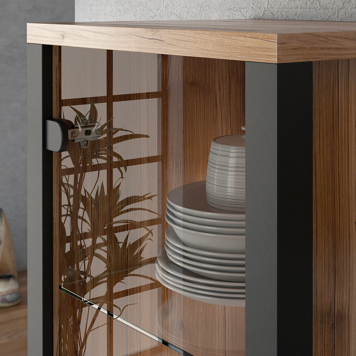 Vitrine 2 portes Lyam Bois et Noir - vue 4