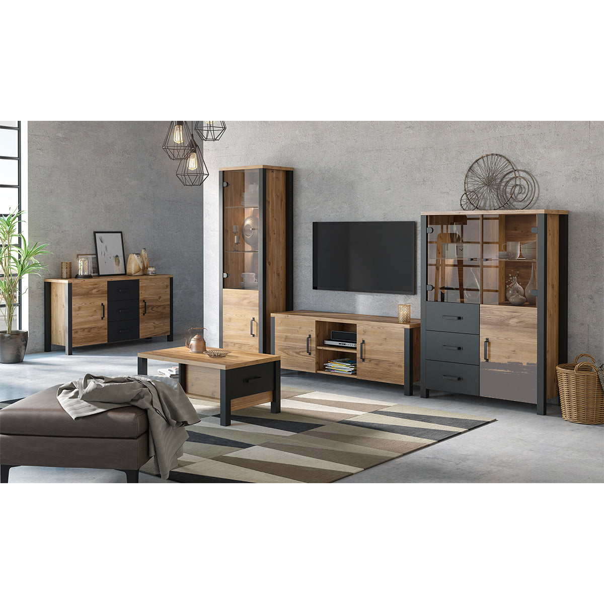 Vitrine 2 portes Lyam Bois et Noir - vue 7