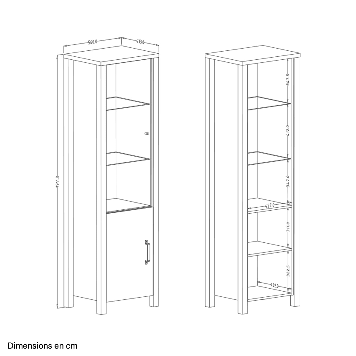 Vitrine 2 portes Lyam Bois et Noir - vue 9