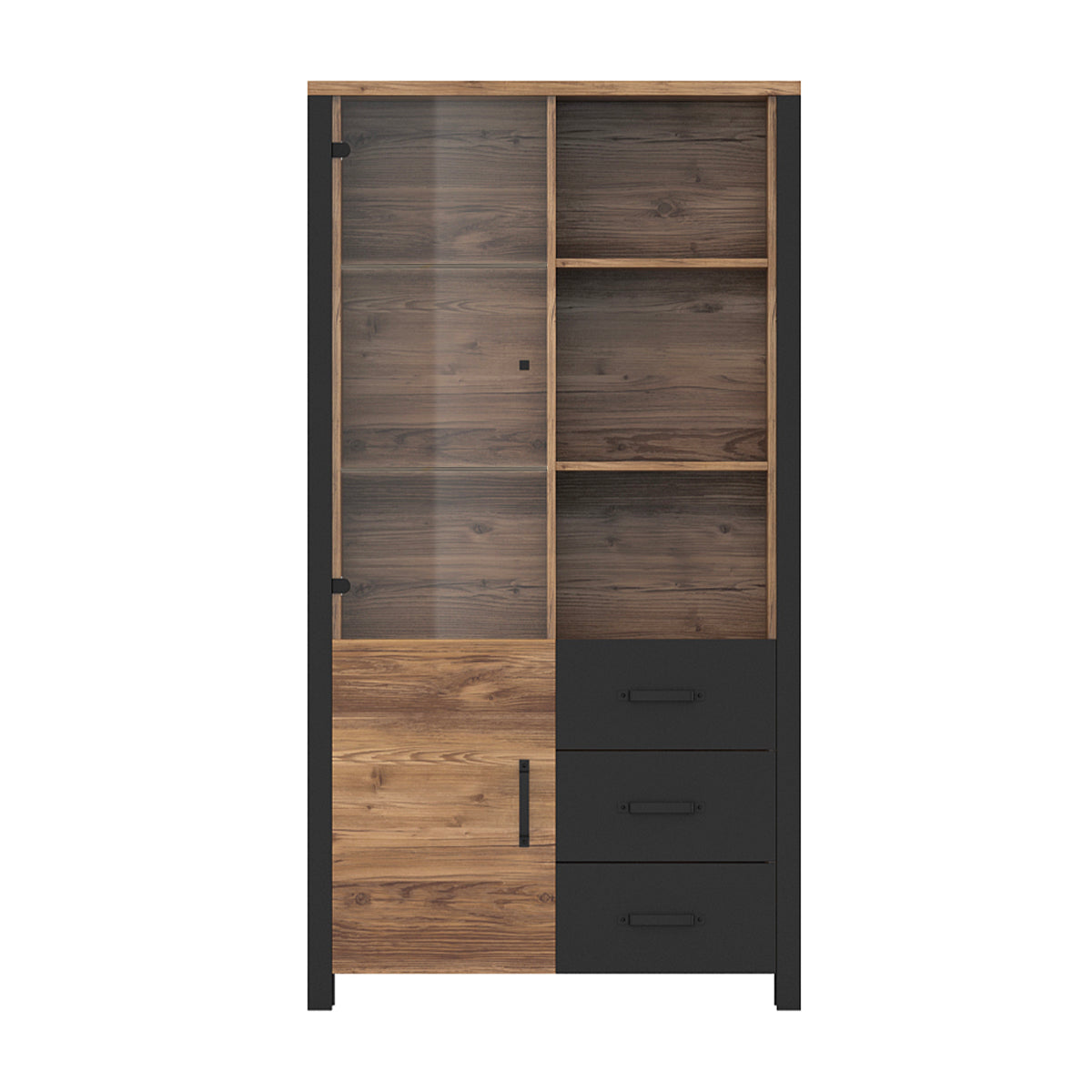 Vaisselier 2 portes 3 tiroirs Lyam Bois et Noir - vue 3