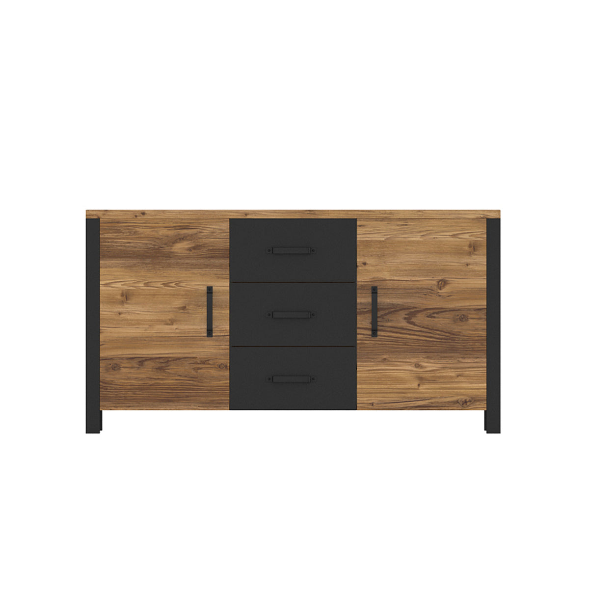 Buffet 2 portes 3 tiroirs Lyam Bois et Noir - vue 3