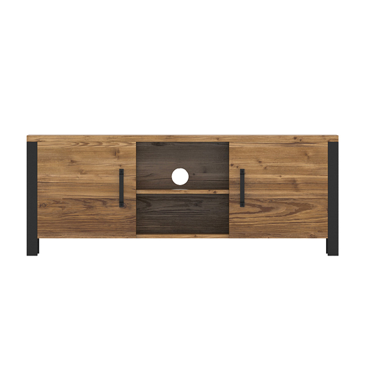Meuble TV 2 portes 147 cm Lyam Bois et Noir - vue 3