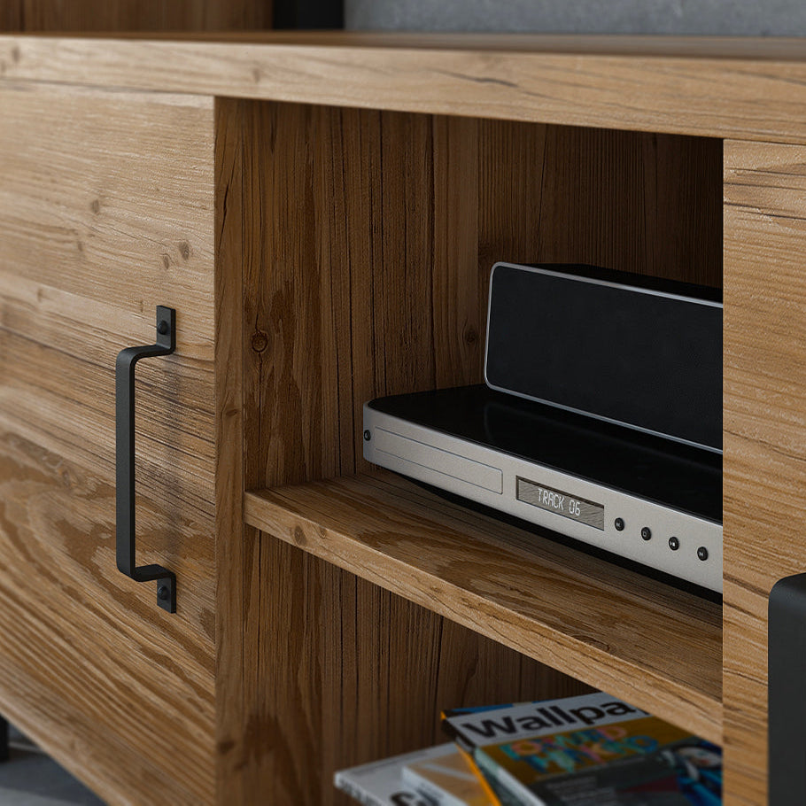 Meuble TV 2 portes 147 cm Lyam Bois et Noir - vue 5