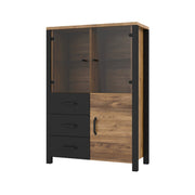 Vaisselier 3 portes 3 tiroirs Lyam Bois et Noir