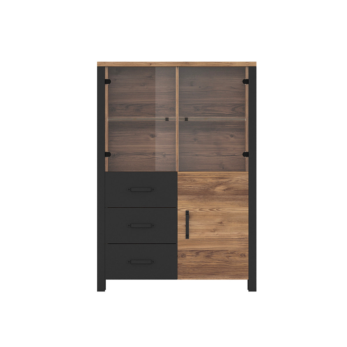 Vaisselier 3 portes 3 tiroirs Lyam Bois et Noir - vue 3