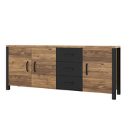 Buffet 3 portes 3 tiroirs Lyam Bois et Noir