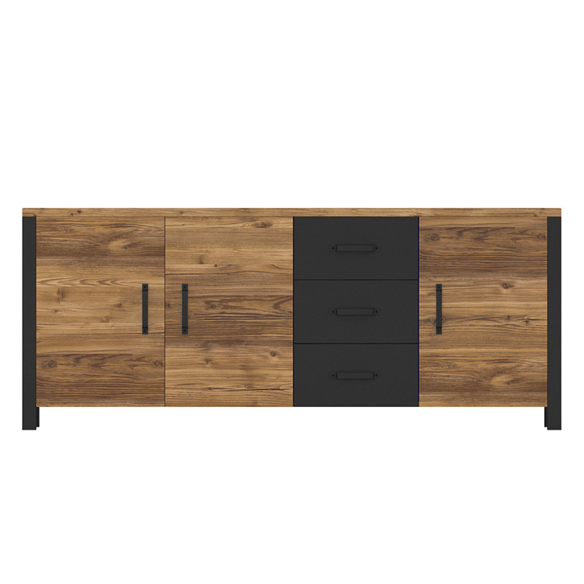 Buffet 3 portes 3 tiroirs Lyam Bois et Noir - vue 3