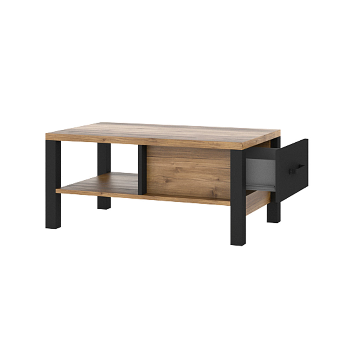 Table basse 1 tiroir Lyam Bois et Noir - vue 2