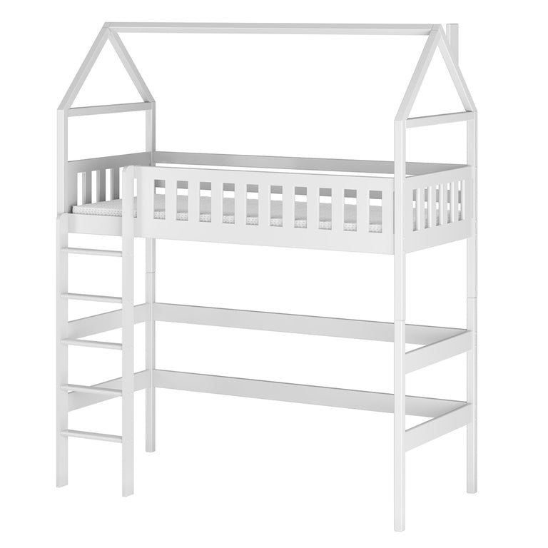 Lit cabane mi-hauteur 90x200 sommier inclus Maël Blanc - vue 2