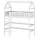 Lit cabane mi-hauteur 90x200 sommier inclus Maël Blanc
