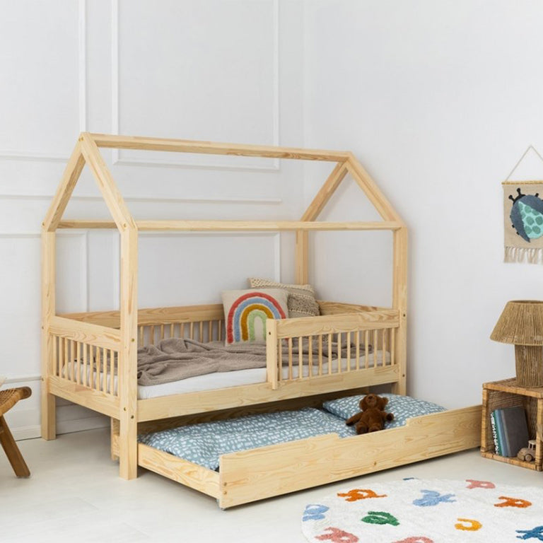 Lit cabane 90x190 sommier et tiroir inclus Maéva Bois - vue 3