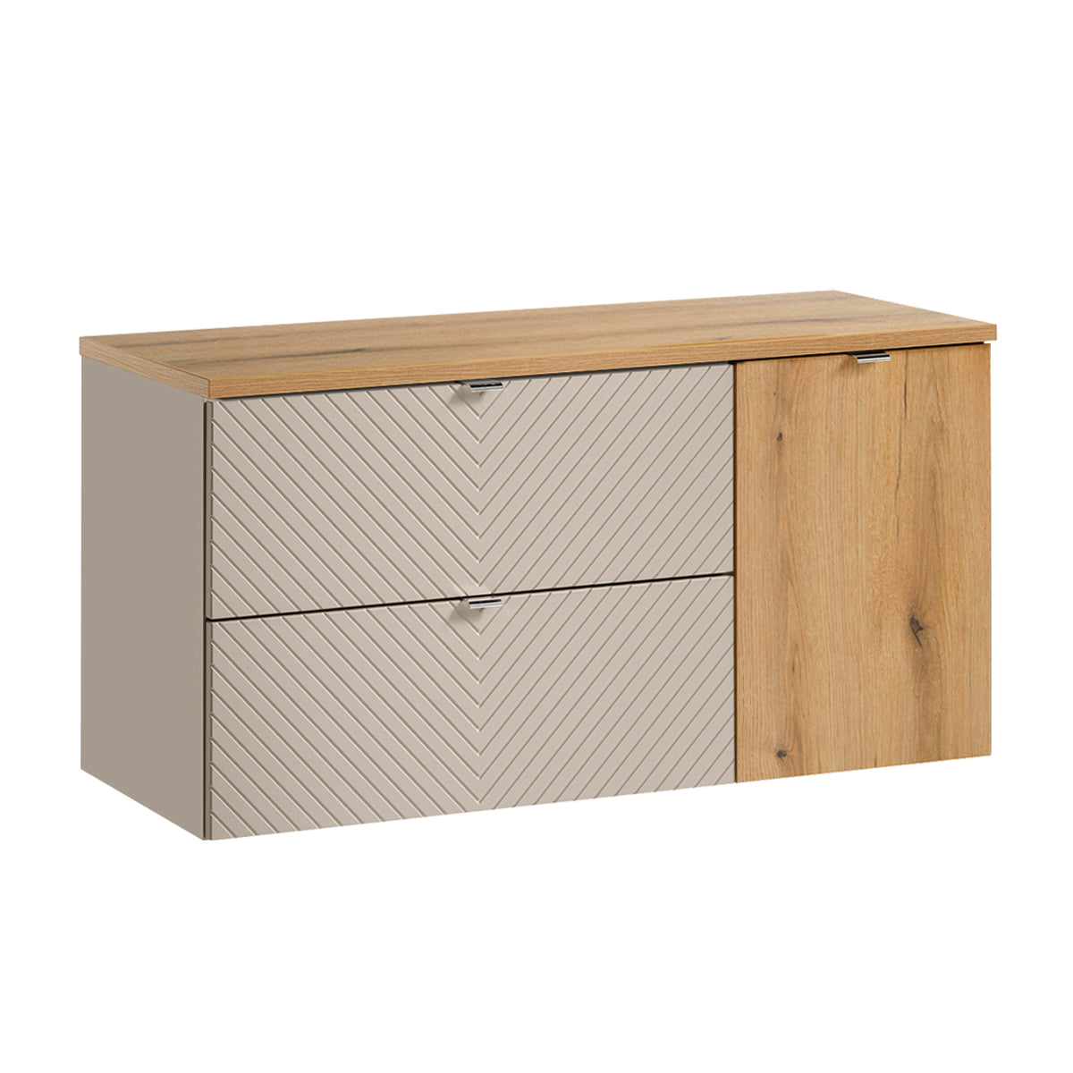 Meuble sous-vasque 120cm 2 tiroirs panier à linge Manoa Cachemire et Bois - vue 2