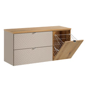 Meuble sous-vasque 120cm 2 tiroirs panier à linge Manoa Cachemire et Bois