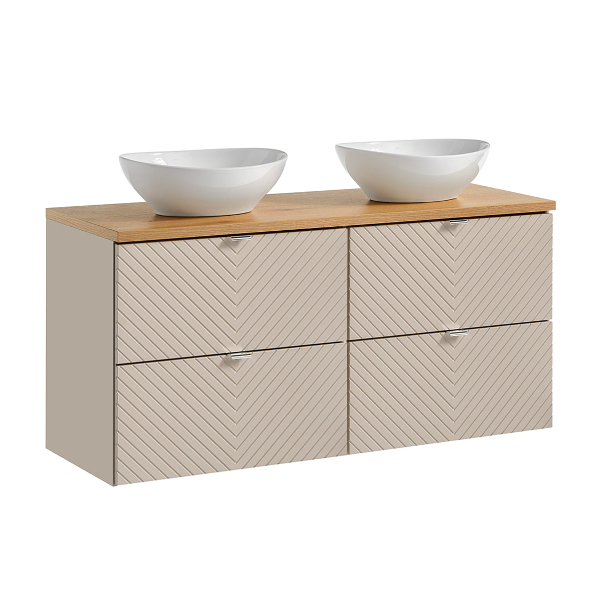 Meuble double vasque 120cm 4 tiroirs Manoa Cachemire et Bois