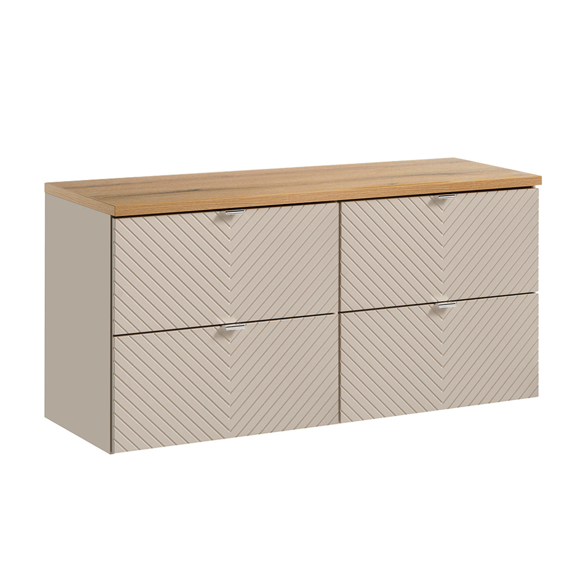 Meuble sous-vasque 120cm 4 tiroirs plan de toilette Manoa Cachemire et Bois