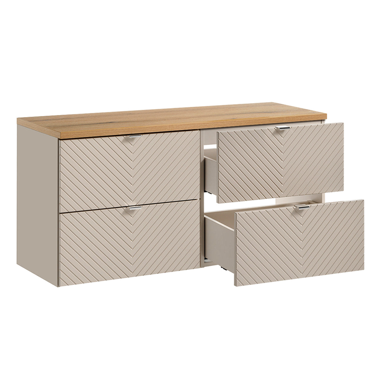 Meuble sous-vasque 120cm 4 tiroirs plan de toilette Manoa Cachemire et Bois - vue 2