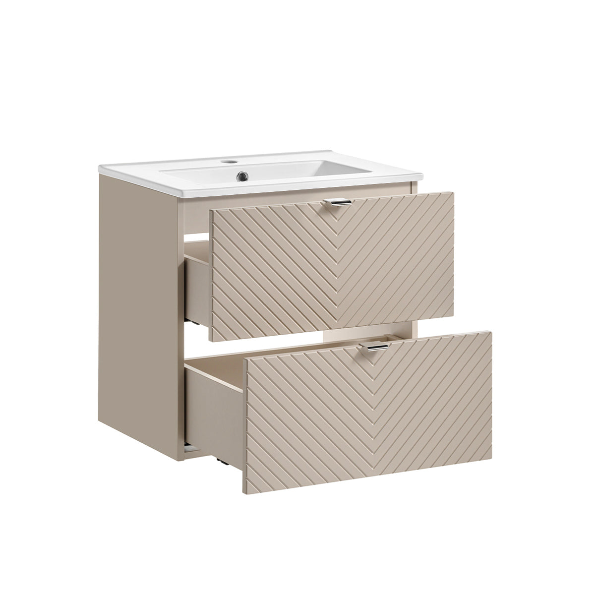 Meuble simple vasque encastrée 60cm 2 tiroirs Manoa Cachemire - vue 2