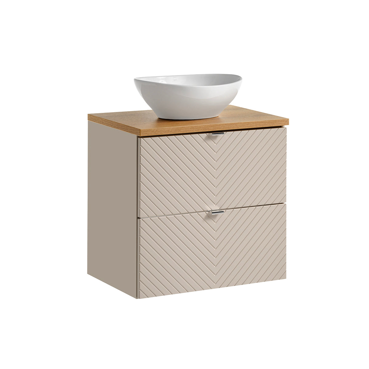 Meuble simple vasque 60cm 2 tiroirs Manoa Cachemire et Bois