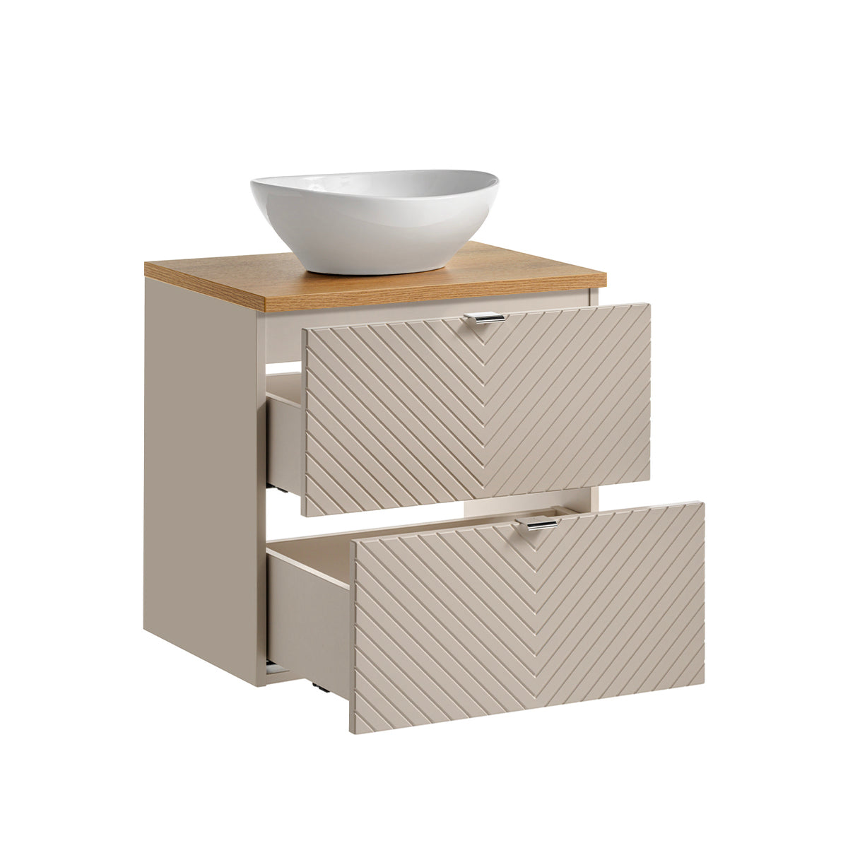 Meuble simple vasque 60cm 2 tiroirs Manoa Cachemire et Bois - vue 2