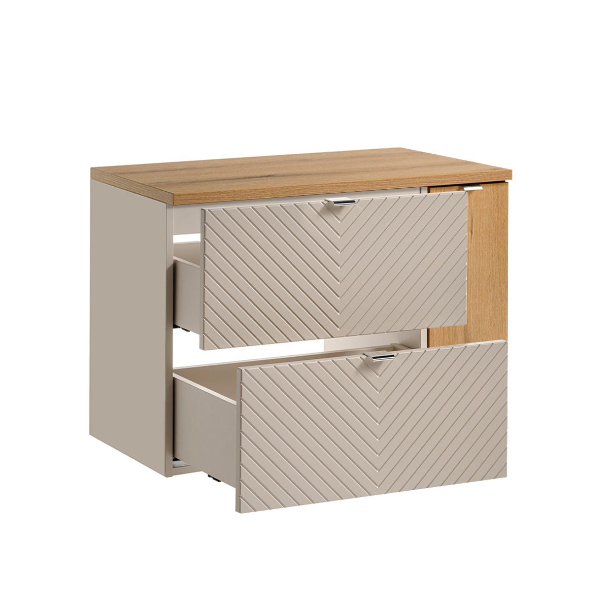Meuble sous-vasque 80cm 2 tiroirs 1 porte Manoa Cachemire et bois - vue 2