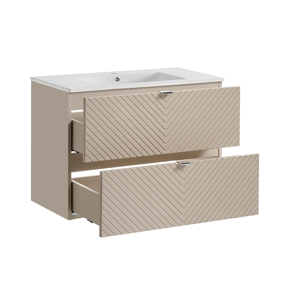Meuble simple vasque encastrée 80cm 2 tiroirs Manoa Cachemire - vue 2