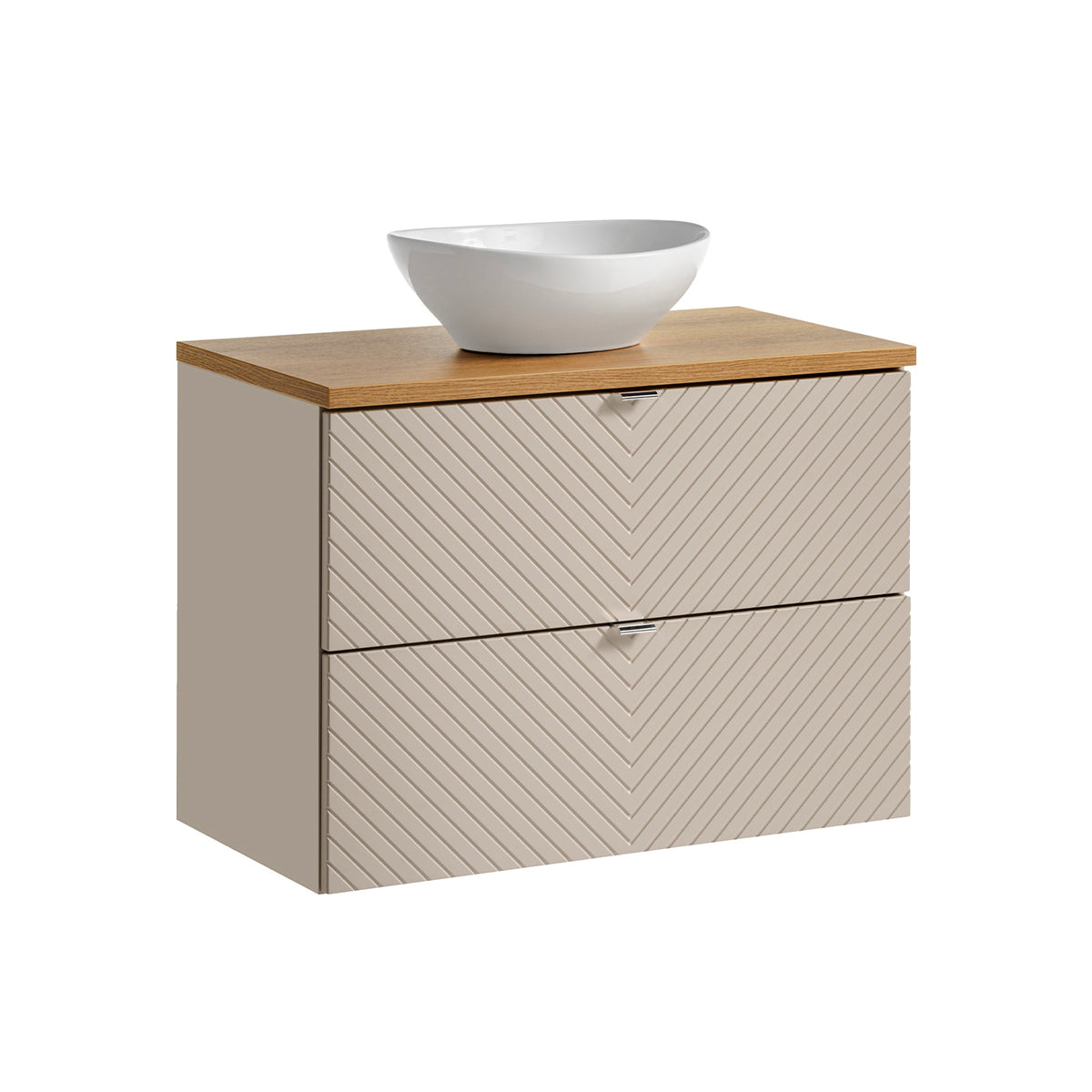 Meuble simple vasque 80cm 2 tiroirs Manoa Cachemire et Bois