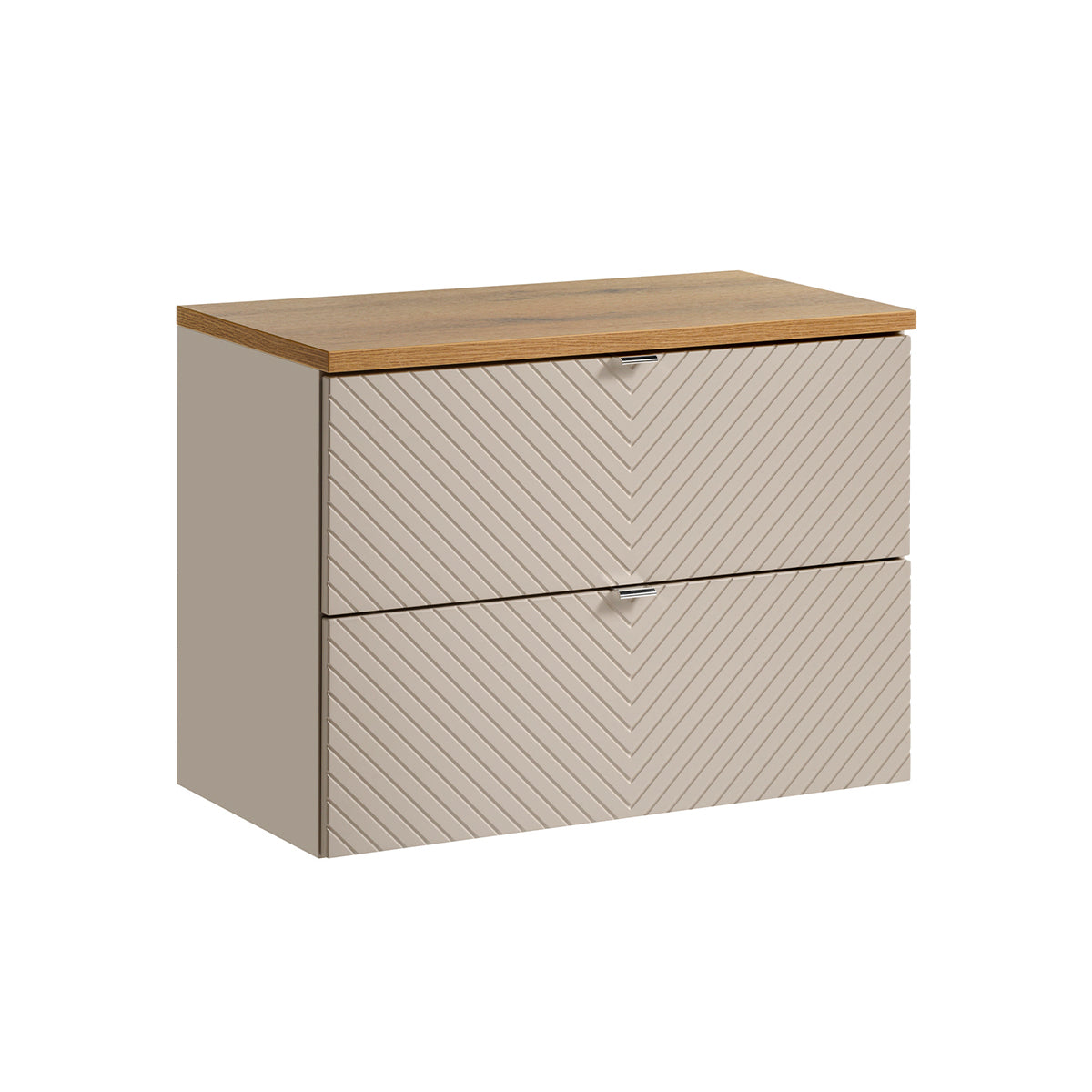 Meuble sous-vasque 80cm 2 tiroirs plan de toilette Manoa Cachemire et Bois
