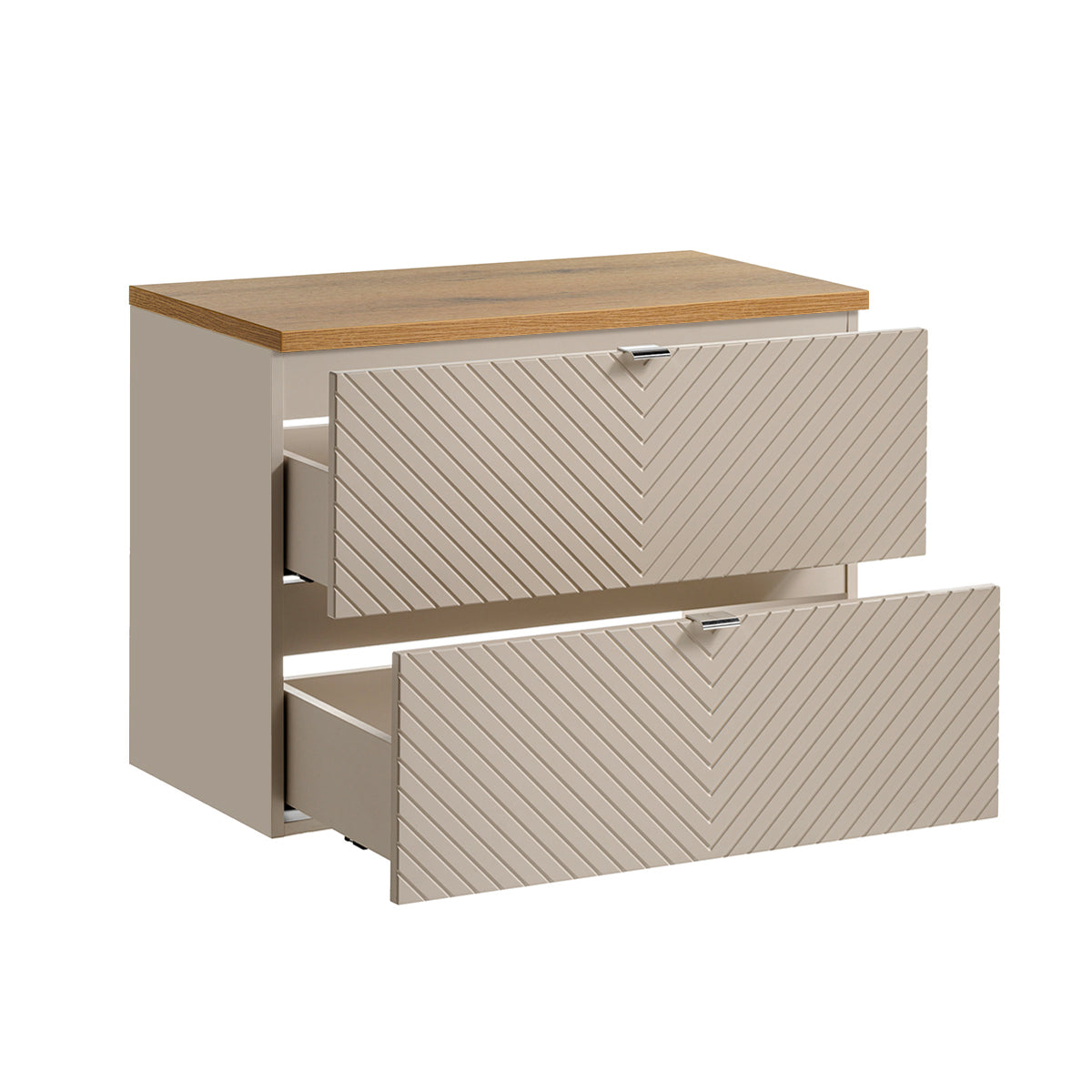 Meuble sous-vasque 80cm 2 tiroirs plan de toilette Manoa Cachemire et Bois - vue 2