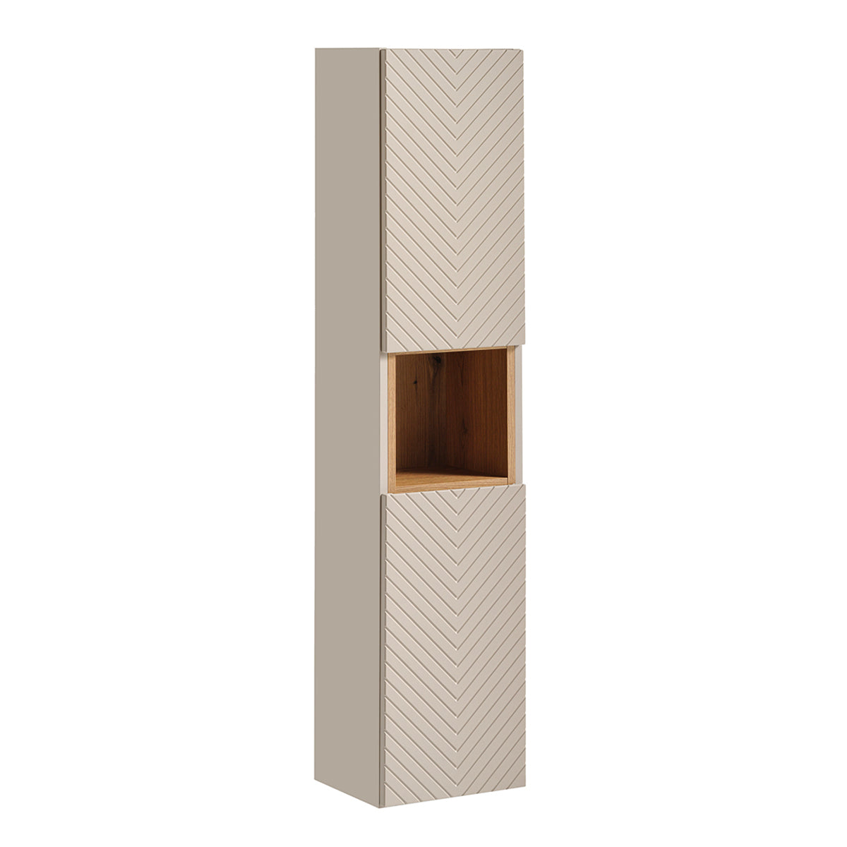 Ensemble meuble double vasque 160cm 4 tiroirs miroirs LED colonne et 3 armoires murales Manoa Cachemire et Bois - vue 5