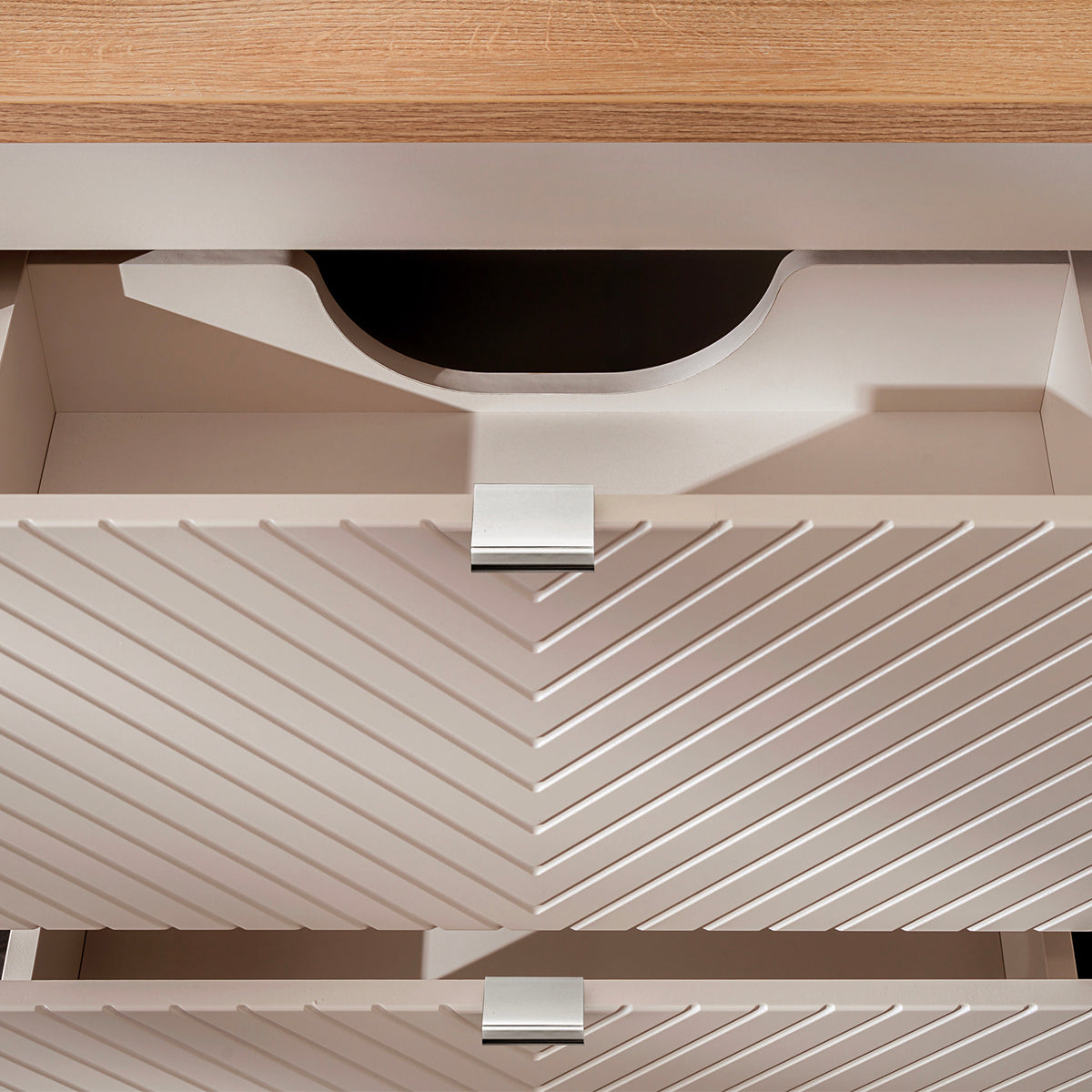Meuble double vasque 140cm 4 tiroirs 1 porte Manoa Cachemire et bois - vue 6